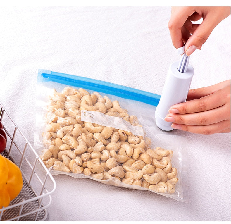 17/20pcs Vacuum Food Storage Bag Without Hand Pump Reusable