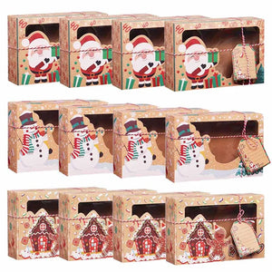 3/6/9/12pcs Kraft Paper Candy Boxes Merry Christmas