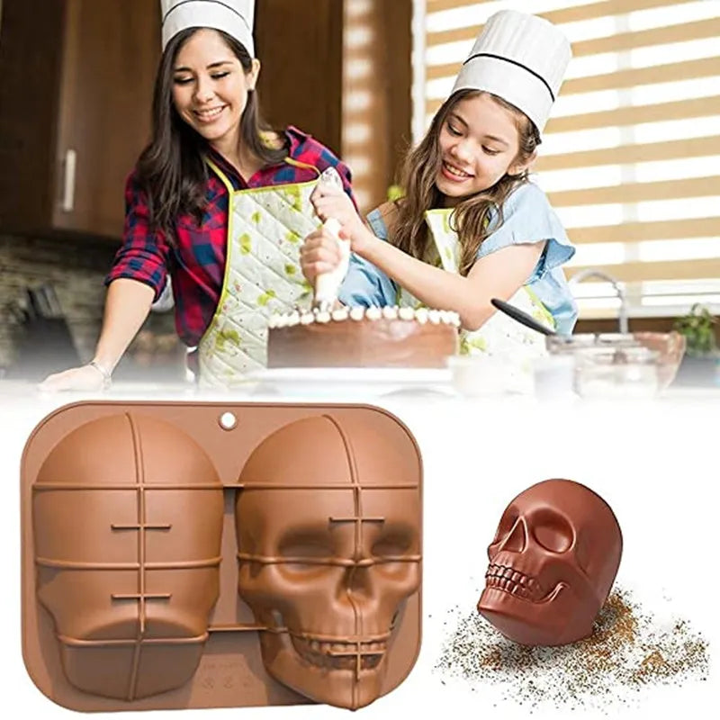 Large Realistic Silicone Skull Cake Mould