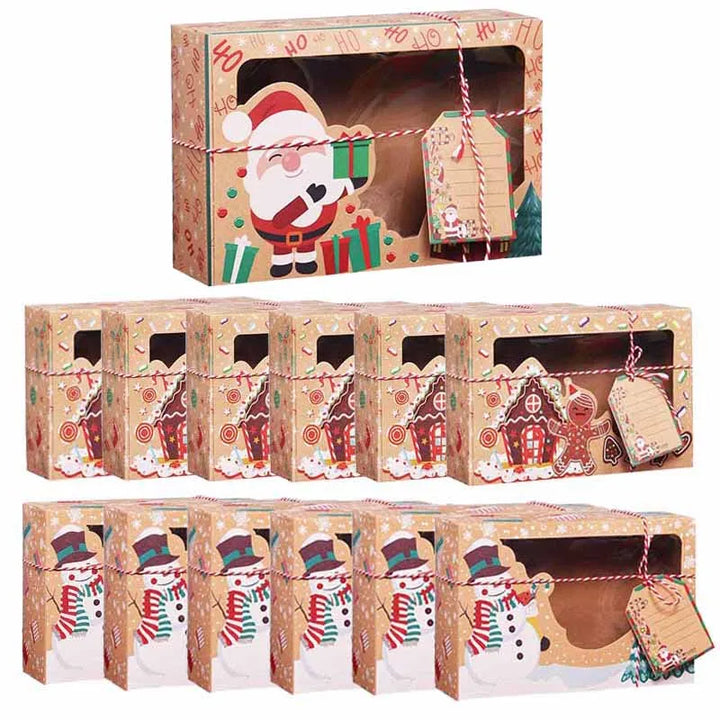 3/6/9/12pcs Kraft Paper Candy Boxes Merry Christmas