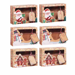 3/6/9/12pcs Kraft Paper Candy Boxes Merry Christmas