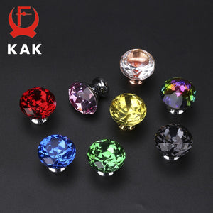 KAK 30mm Colorful Crystal Glass Knobs - Set of 1