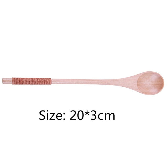 1pc Long Wooden Spoon Korean Style 100% Natural Wood for Soup Cooking 10.9  inchs